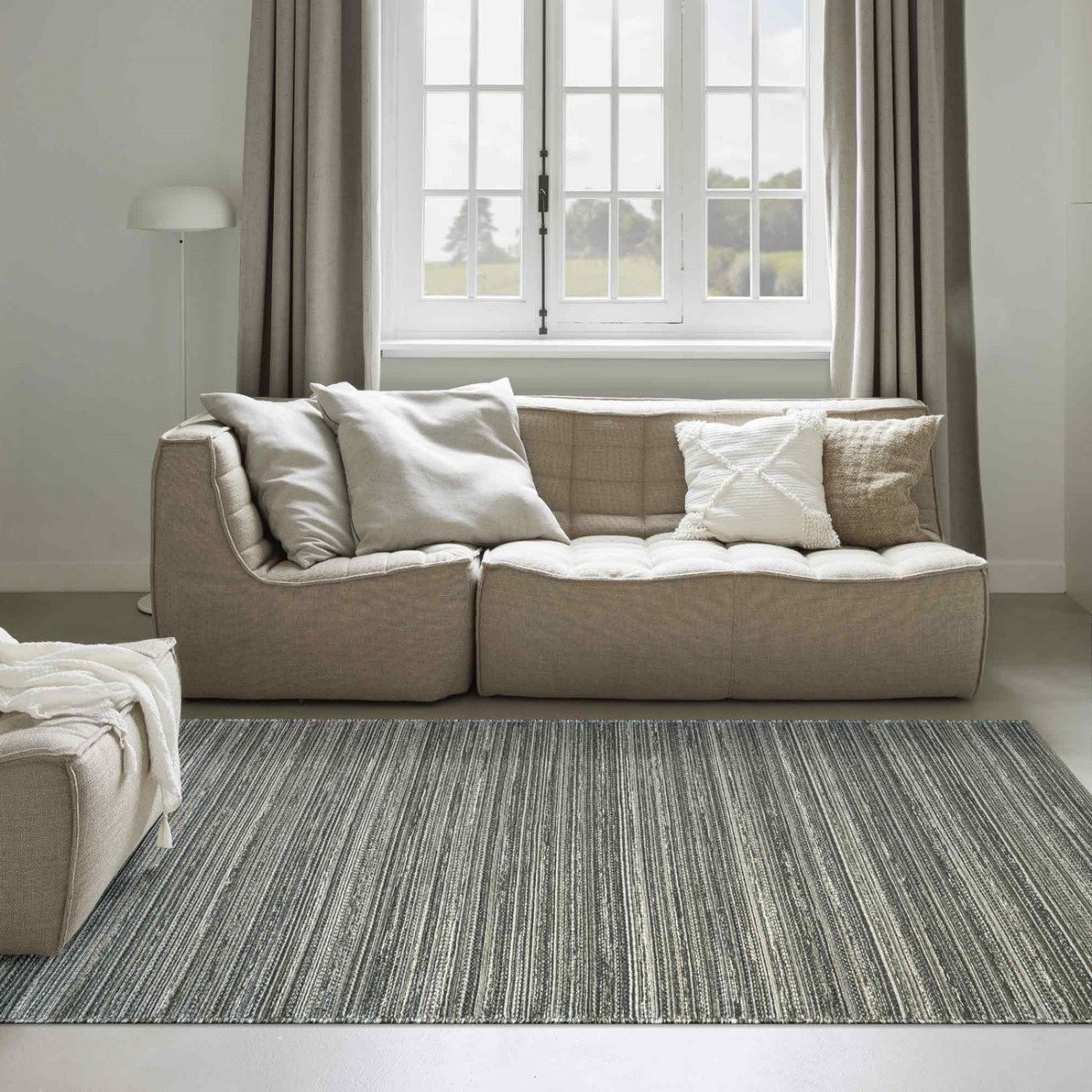 Mega Flooring Green Modern Striped Rug - 160 x 230cm