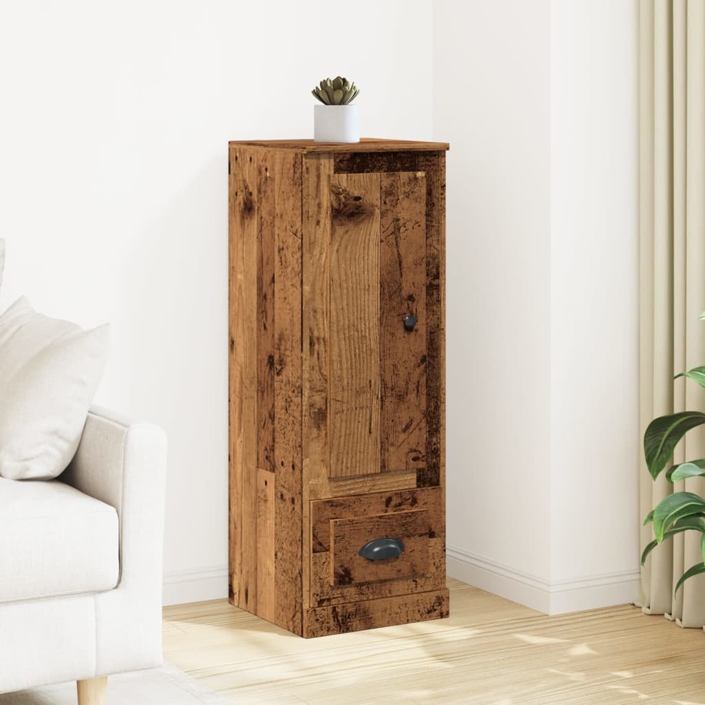 Walplus Engineered Wood Tall Sideboard - Old Wood - 36 x 35.5 x 103.5 cm