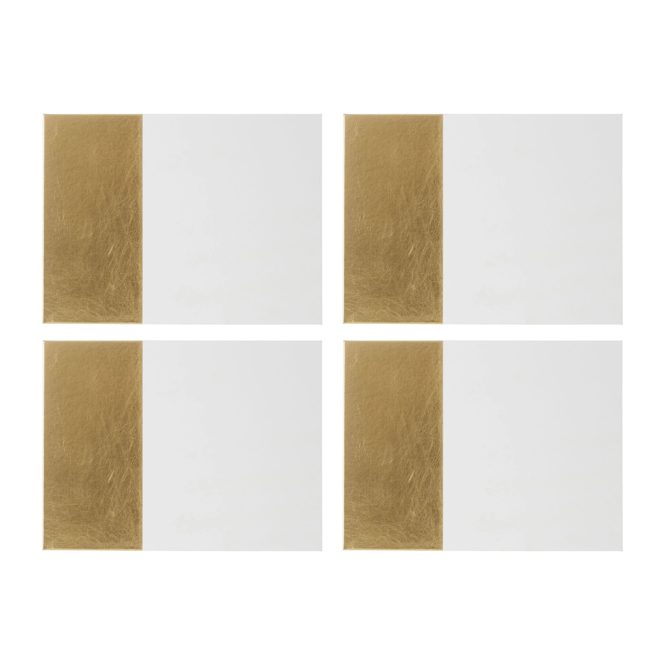 Orsina Geome Set Of 4 Placemats - White And Gold