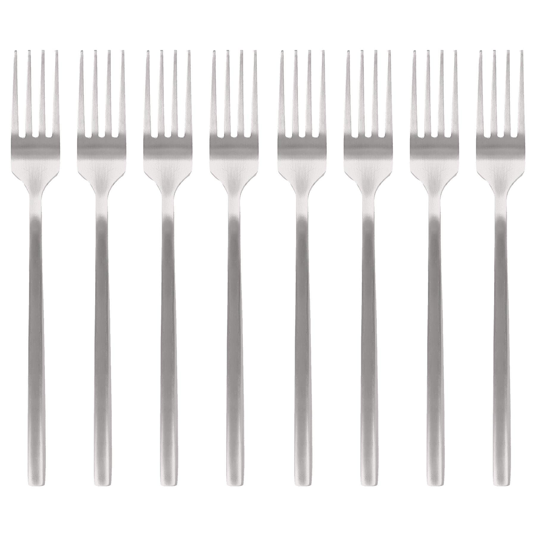 Argon Tableware Stainless Steel Dinner Forks - Silver - Pack of 8