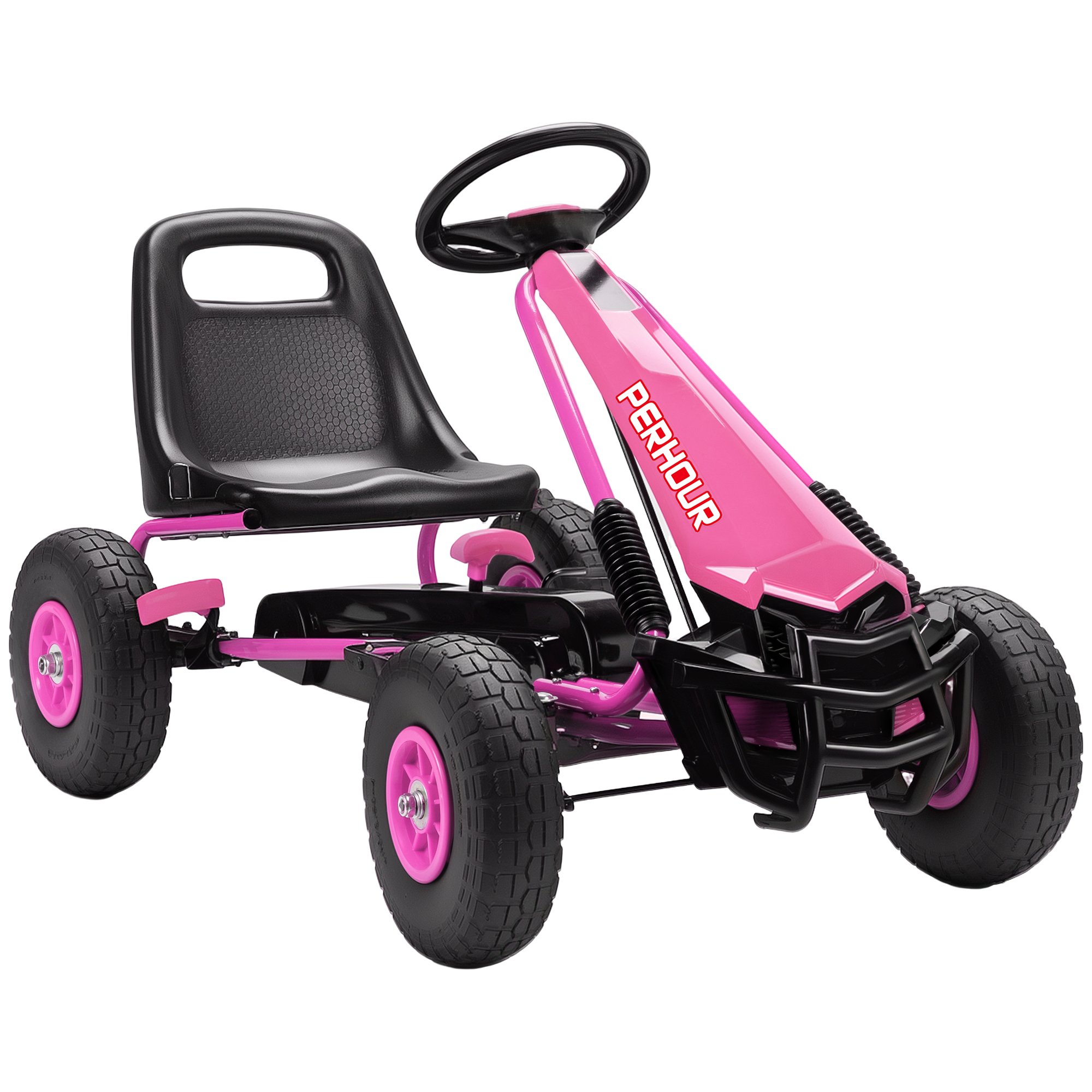 AIYAPLAY Adjustable Seat EVA Tyres Clutch Brake Kids Pedal Go Kart - Pink