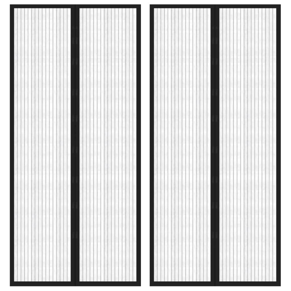 Walplus Pack of 2 Polyester Insect Door Screen - Black - 210 x 90 cm
