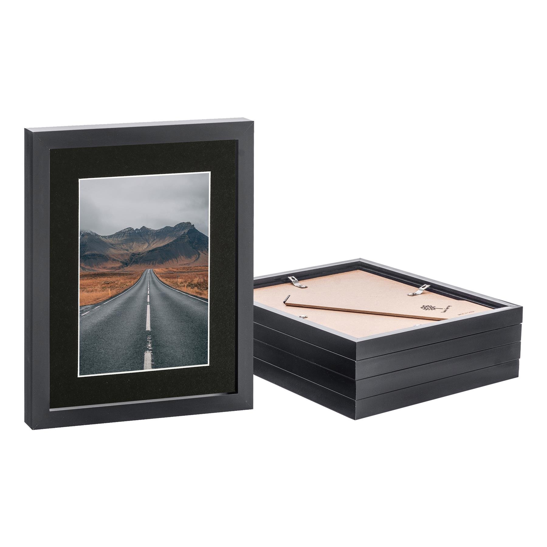 Nicola Spring 8 x 10" Photo Frames with 5 x 7" Black Mount (5x) - Black