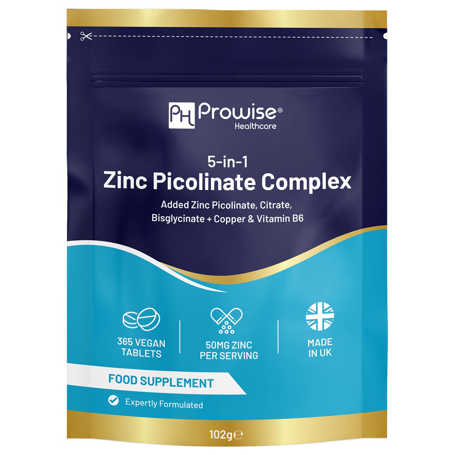 Prowise Vegan 50mg 5-in-1 Zinc Picolinate Complex - 365 Tablets