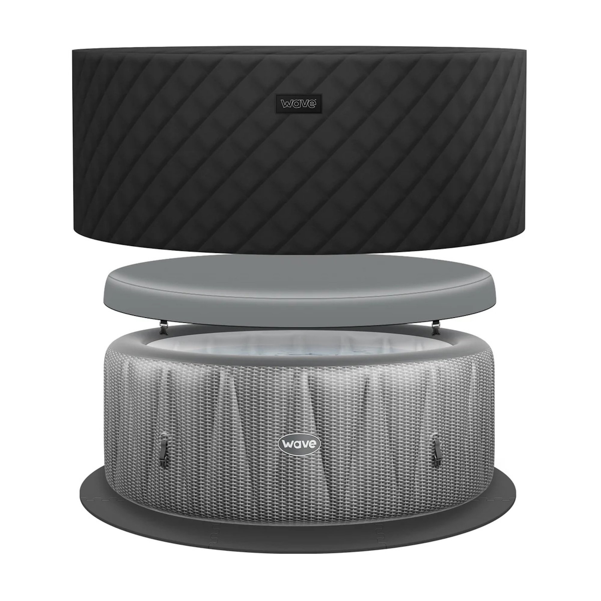 Wave Atlantic 6-Person Inflatable Hot Tub with EnergySave Bundle - Grey Rattan