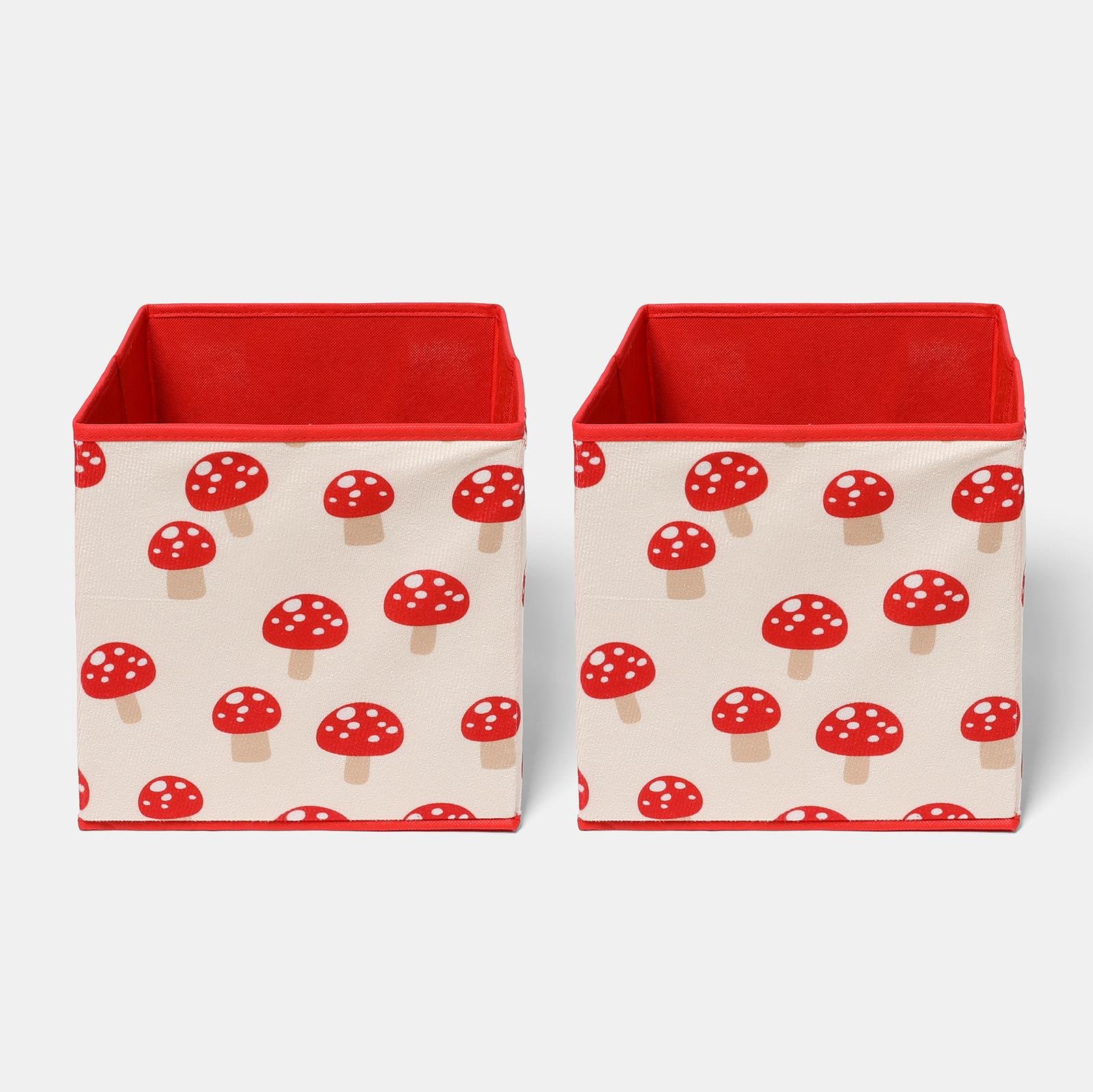 OHS Kids Mushroom Print Cube Storage Boxes - Red/White - 2 Pack
