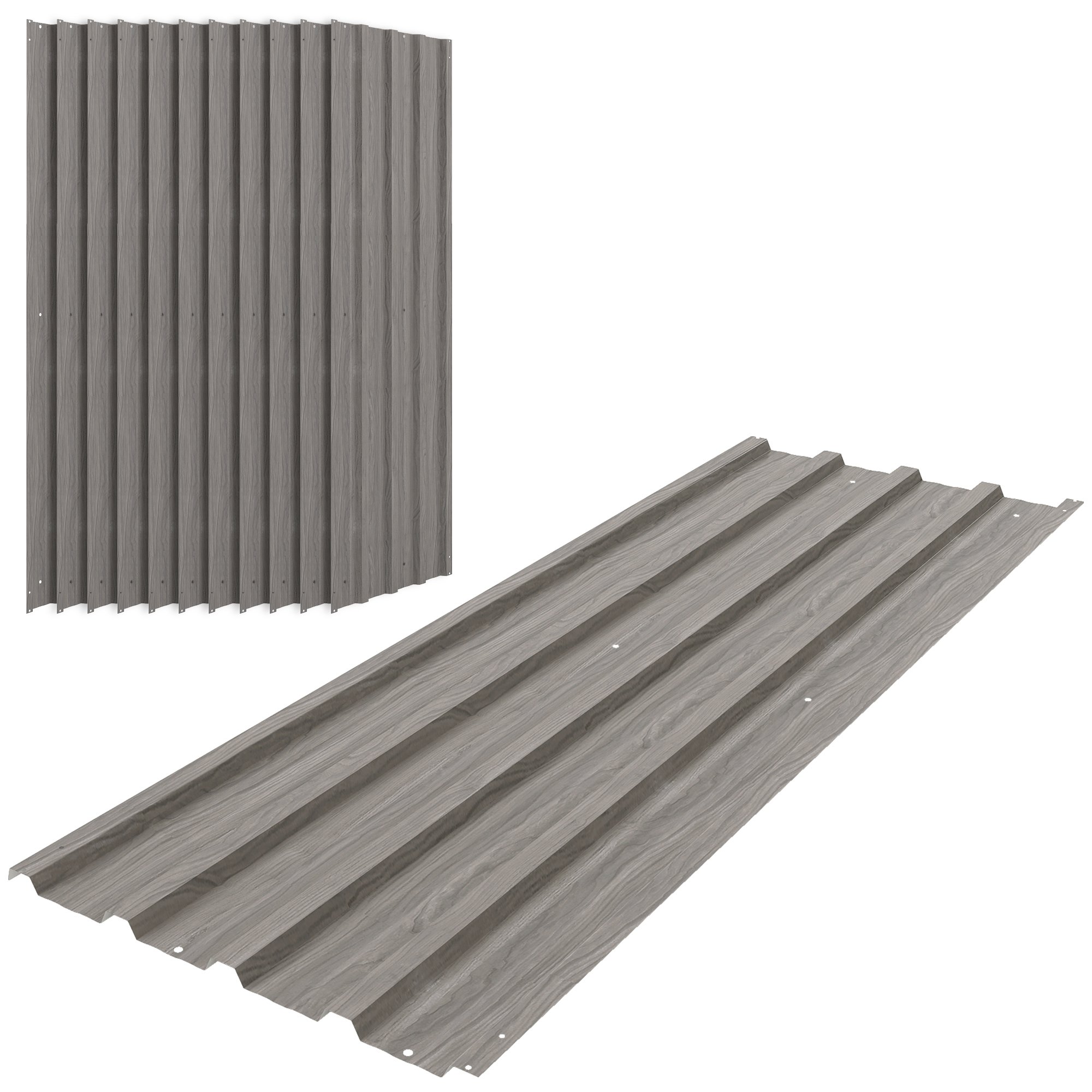 Outsunny 12 Pack Galvanised Metal Corrugated Roofing Sheets - Grey