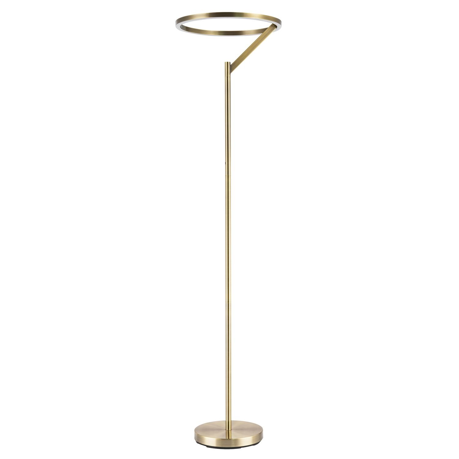 Happy Homewares in Antique Brass with Large LED Halo Ring Floor Lamp - 45cm