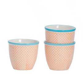 Nicola Spring Hand-Printed Plant Pots - Orange - Pack of 3