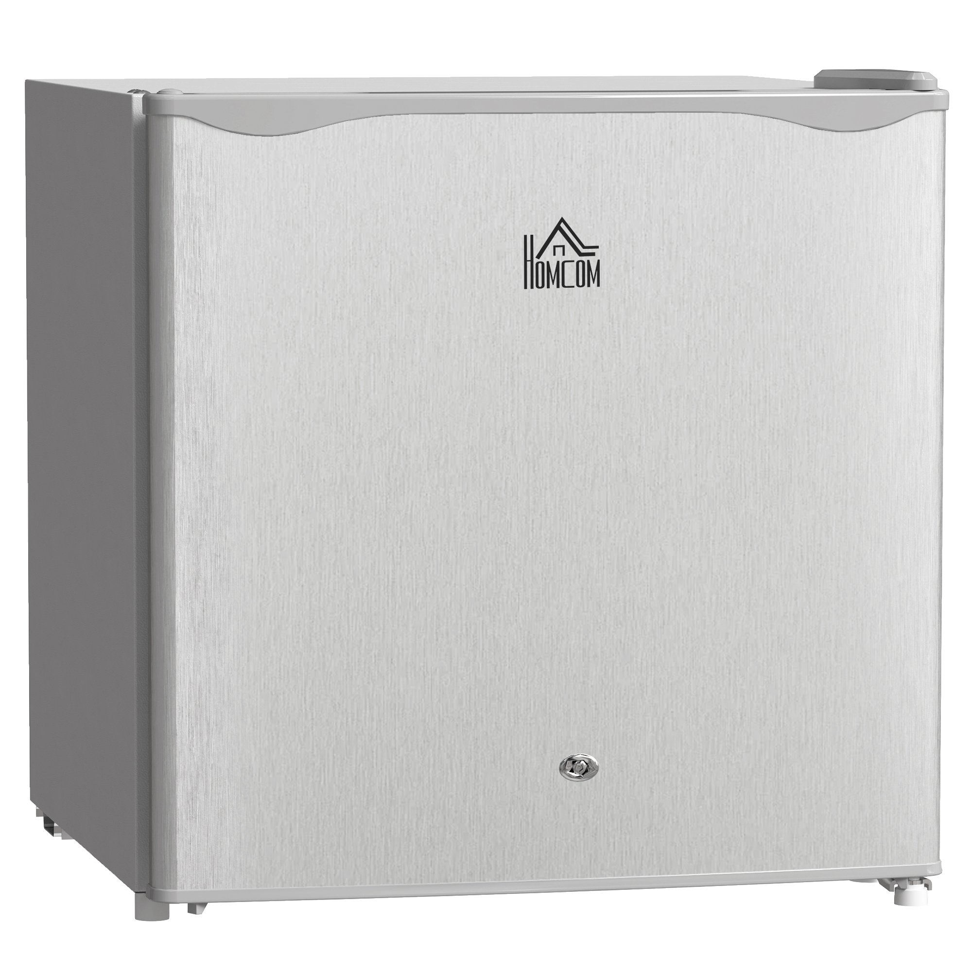 HOMCOM 46L Table Top Mini Fridge with Lock, Ice Box & Reversible Door - Grey