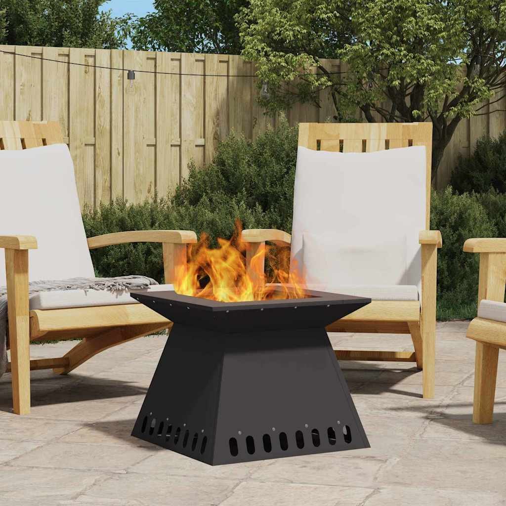 Walplus Steel Fire Pit - Black - 48 x 48 x 40 cm