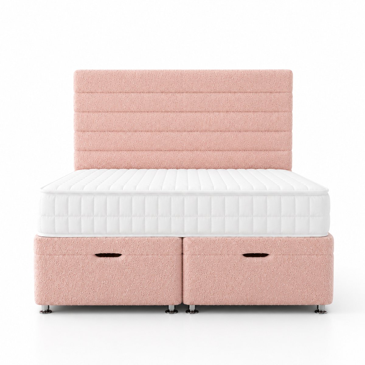 Comfy Deluxe Verona   5ft King Size Boucle End Lift Ottoman Bed Set - Pink
