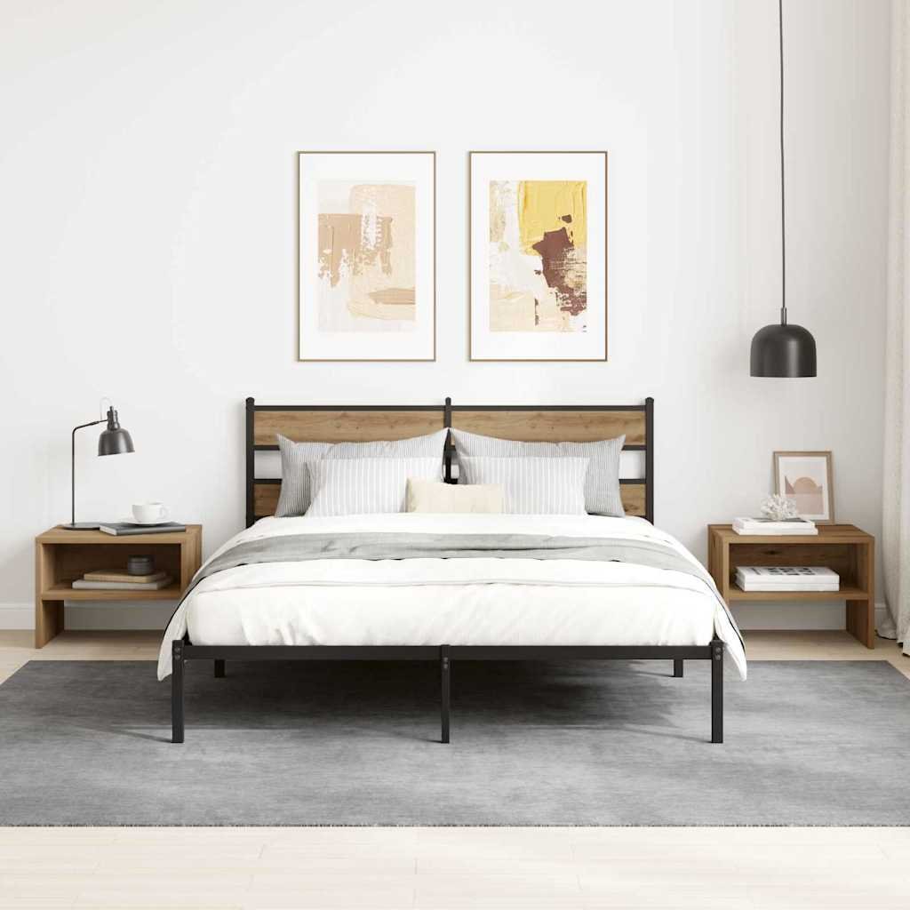 Walplus 1 Shelf Engineered Wood Bedside Cabinet - Artisan Oak - 40 x 30 x 30 cm