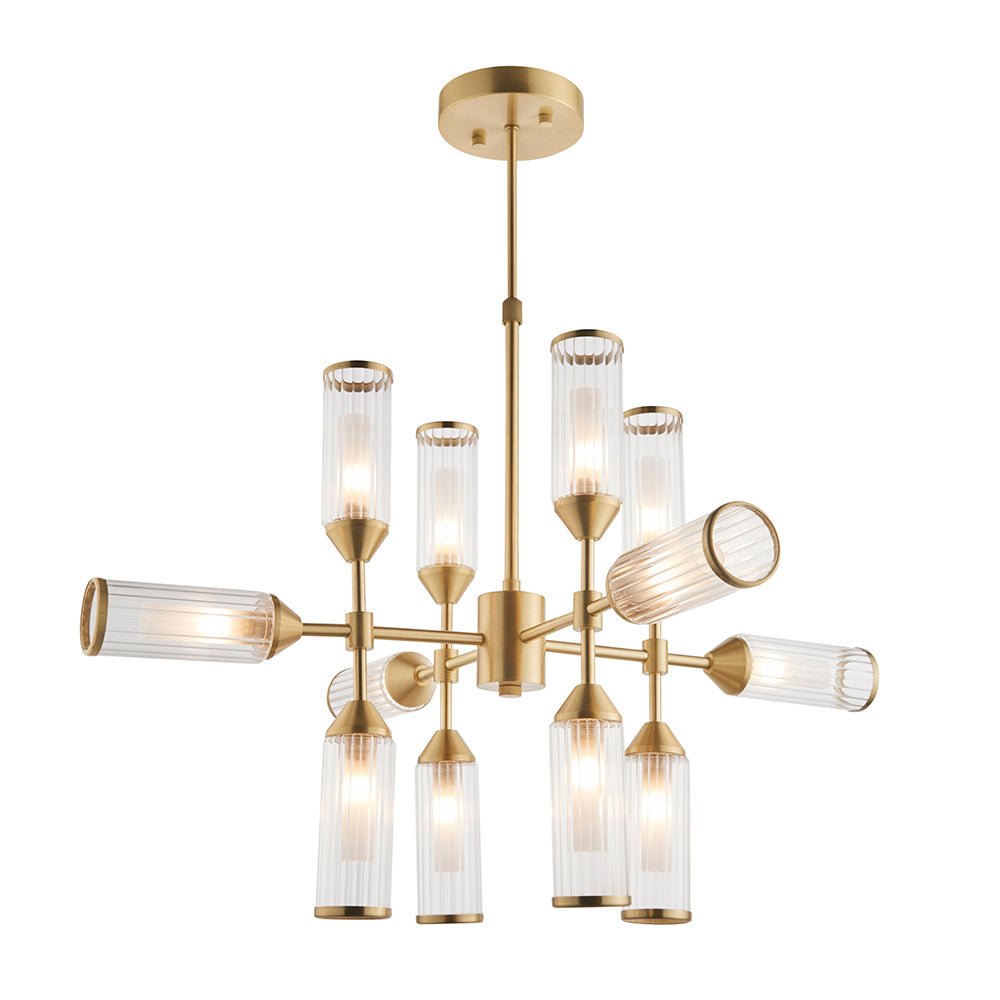 Loops Direct 73.5cm Steel and Glass Pendant Light - Satin Brass