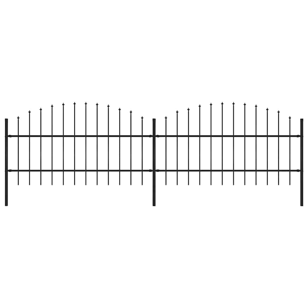 Walplus Steel Garden Fence with Spear Top - Black - 340 x 100 cm