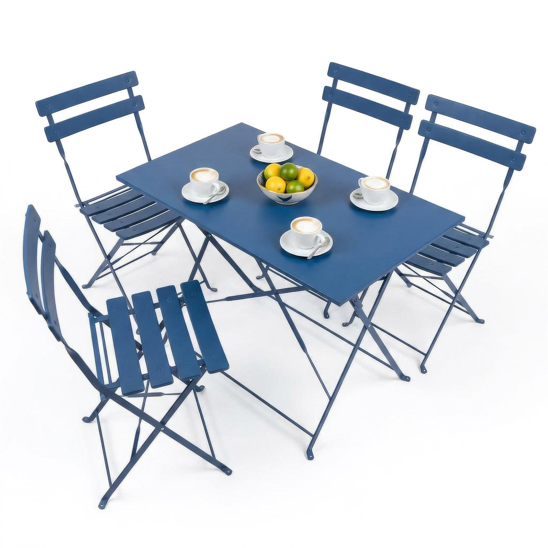 Harbour Housewares 5 Piece Sussex Folding Patio Bistro Set - Navy