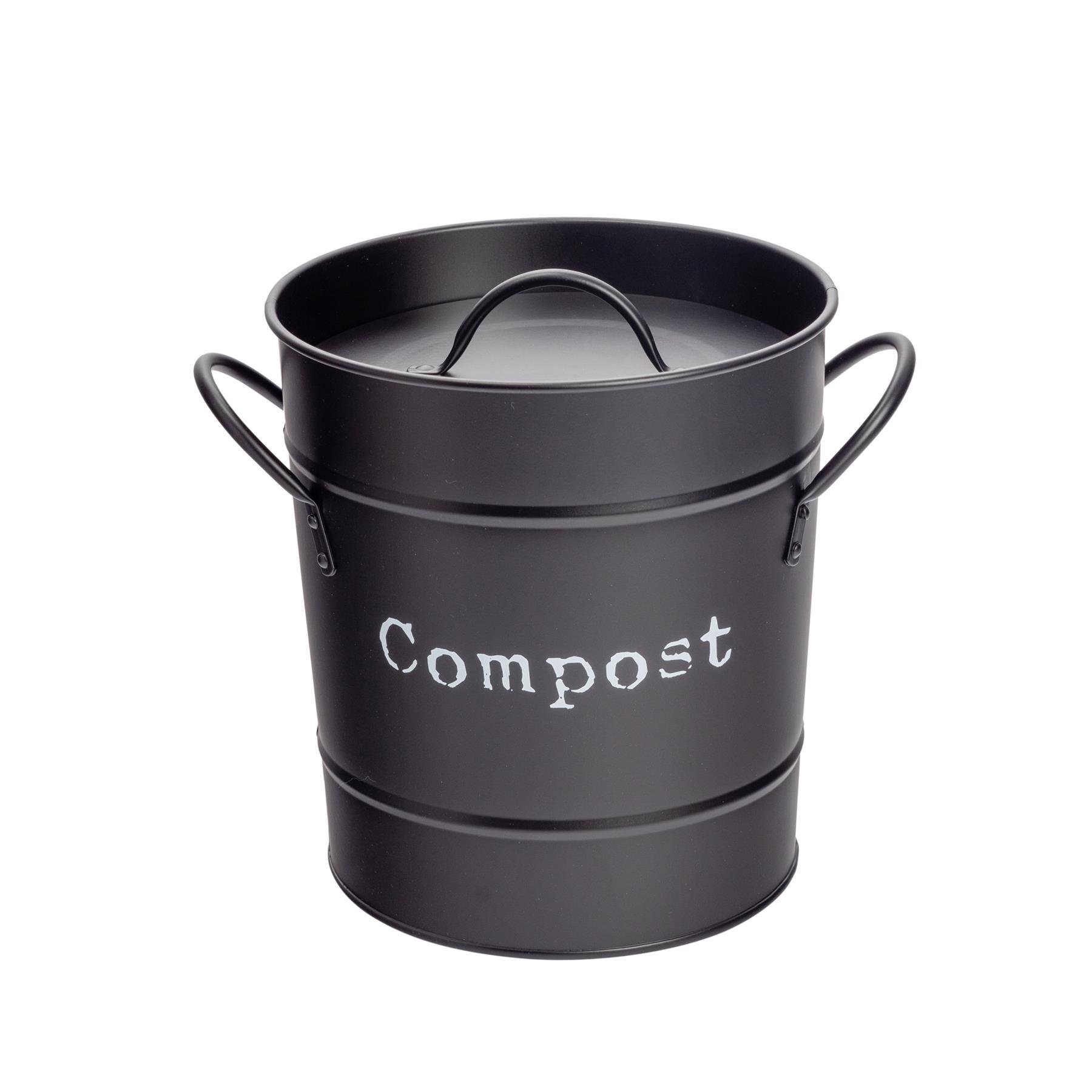 Harbour Housewares Vintage Metal Kitchen Compost Bin - Black