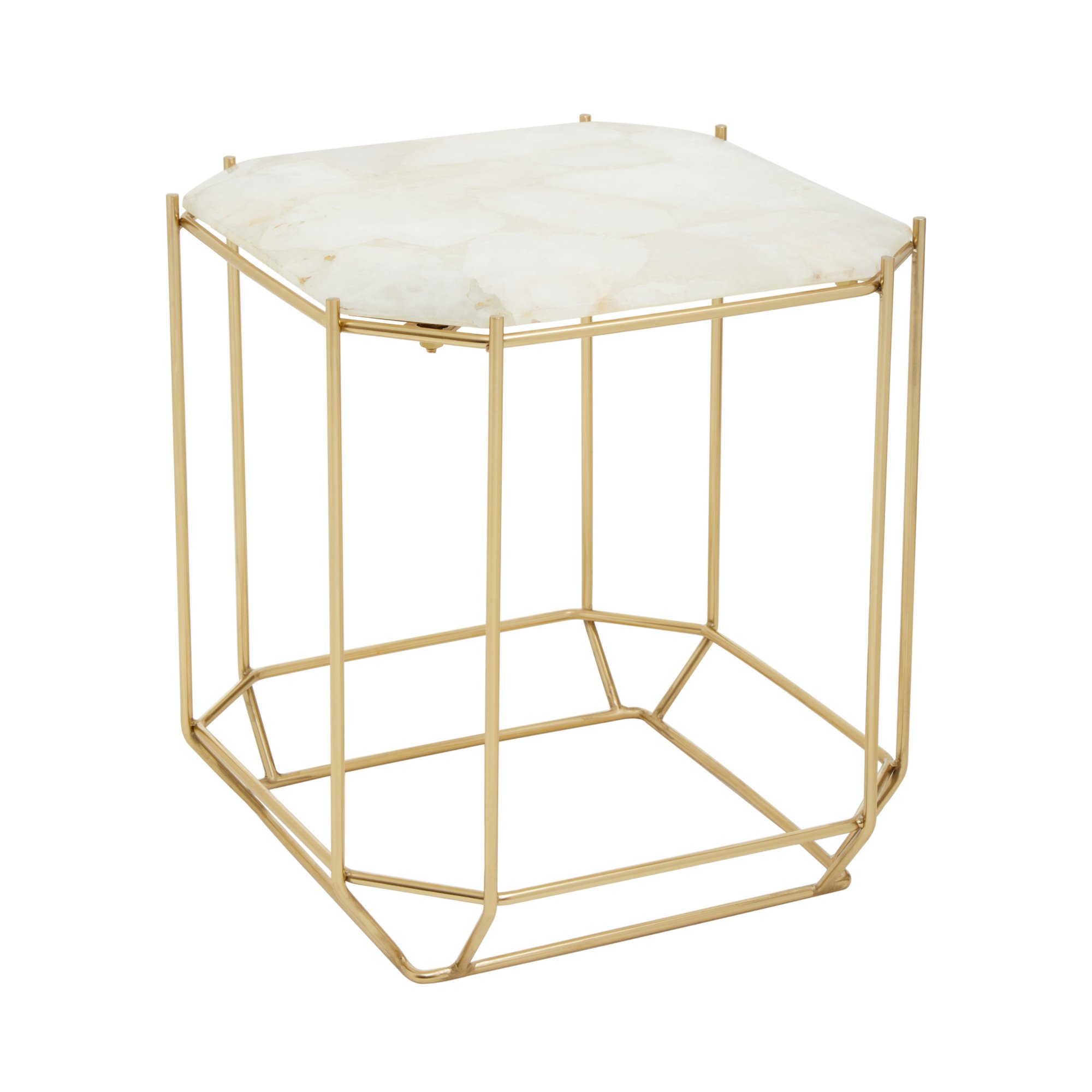 Orsina Jaipur Quartz Side Table – White & Gold