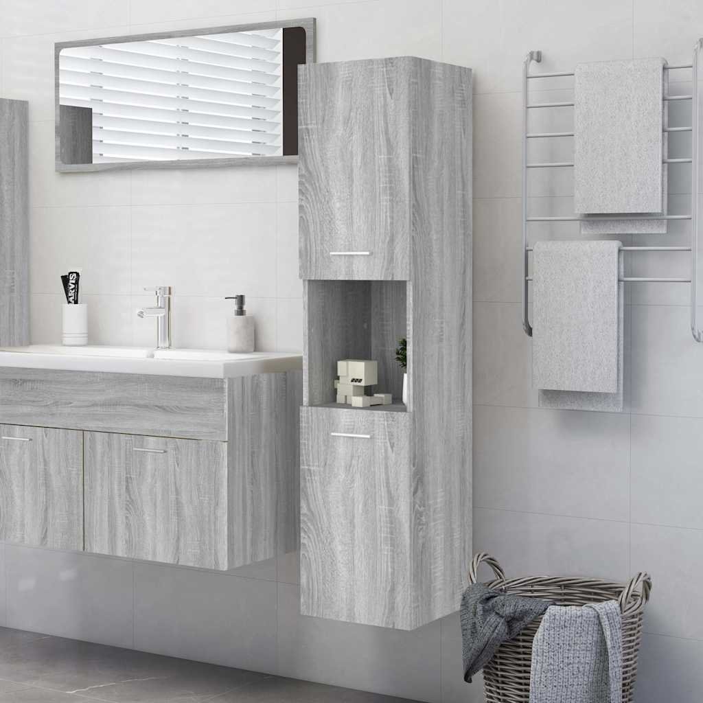 Walplus Engineered Wood Bathroom Cabinet - Grey Sonoma - 30 x 30 x 130 cm