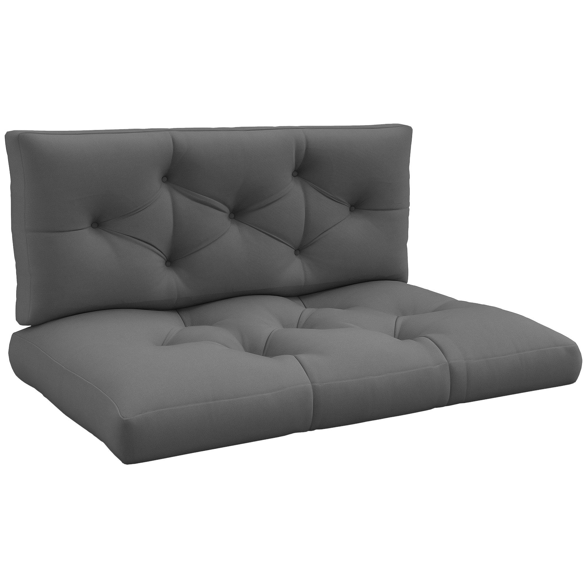 Outsunny 2 Seater Outdoor Water Repellent Chair Cushions - Charcoal Grey
