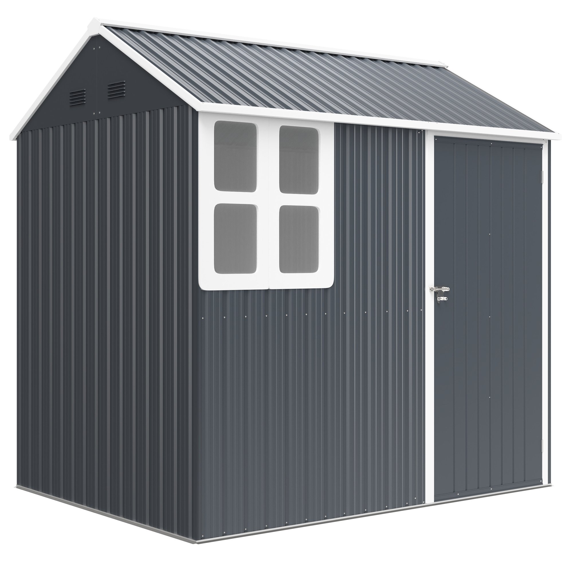 Outsunny Metal Garden Shed with Double Doors and Vents - Dark Grey