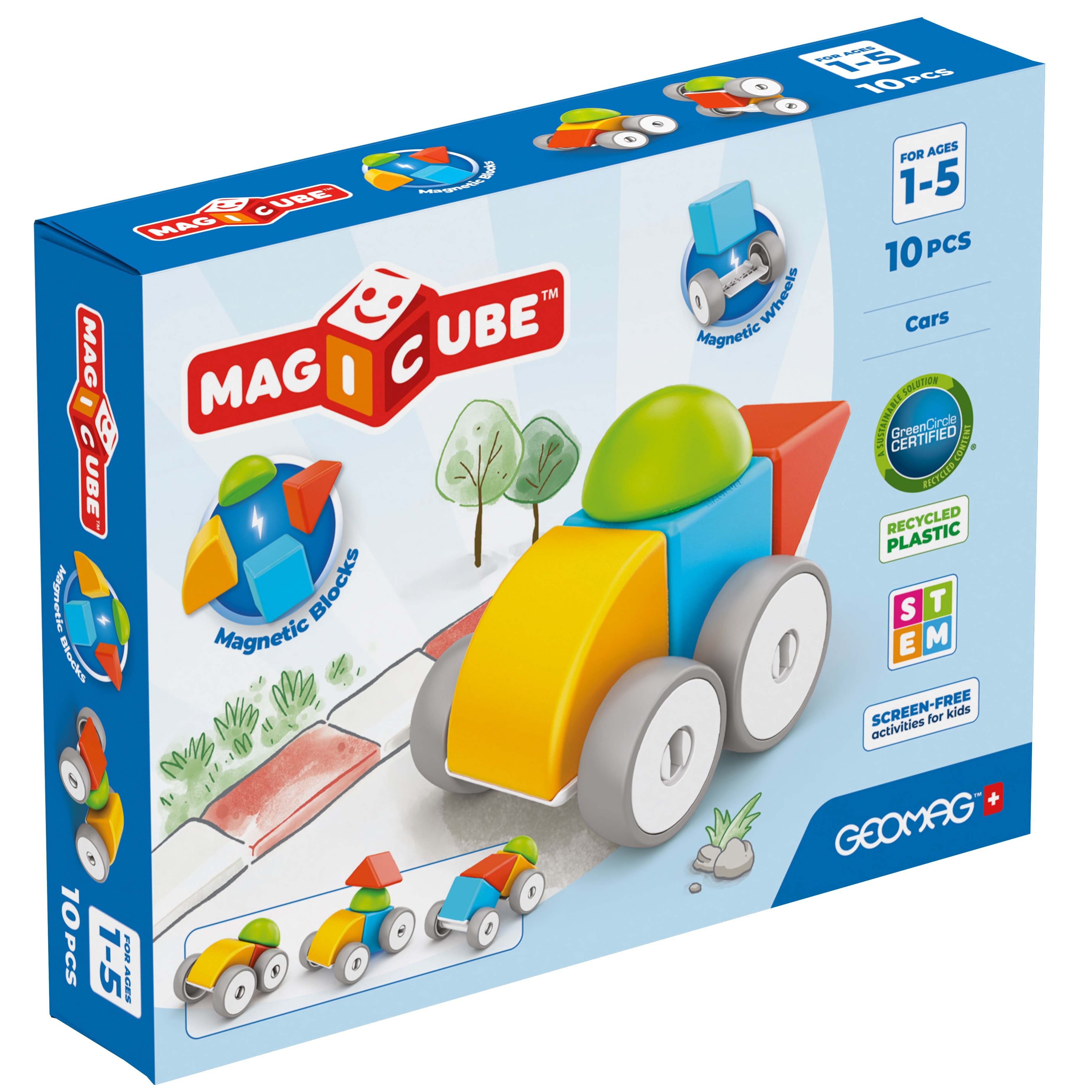 Geomag Magicube Recycled Blocks Cars - 10 Piece