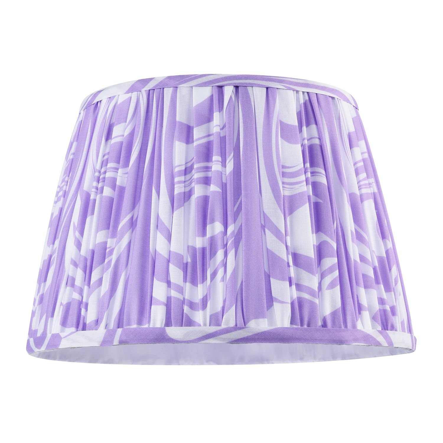 Happy Homewares Lilac Pleated Cotton Fabric with Wavy Lines Lampshade - 30cm