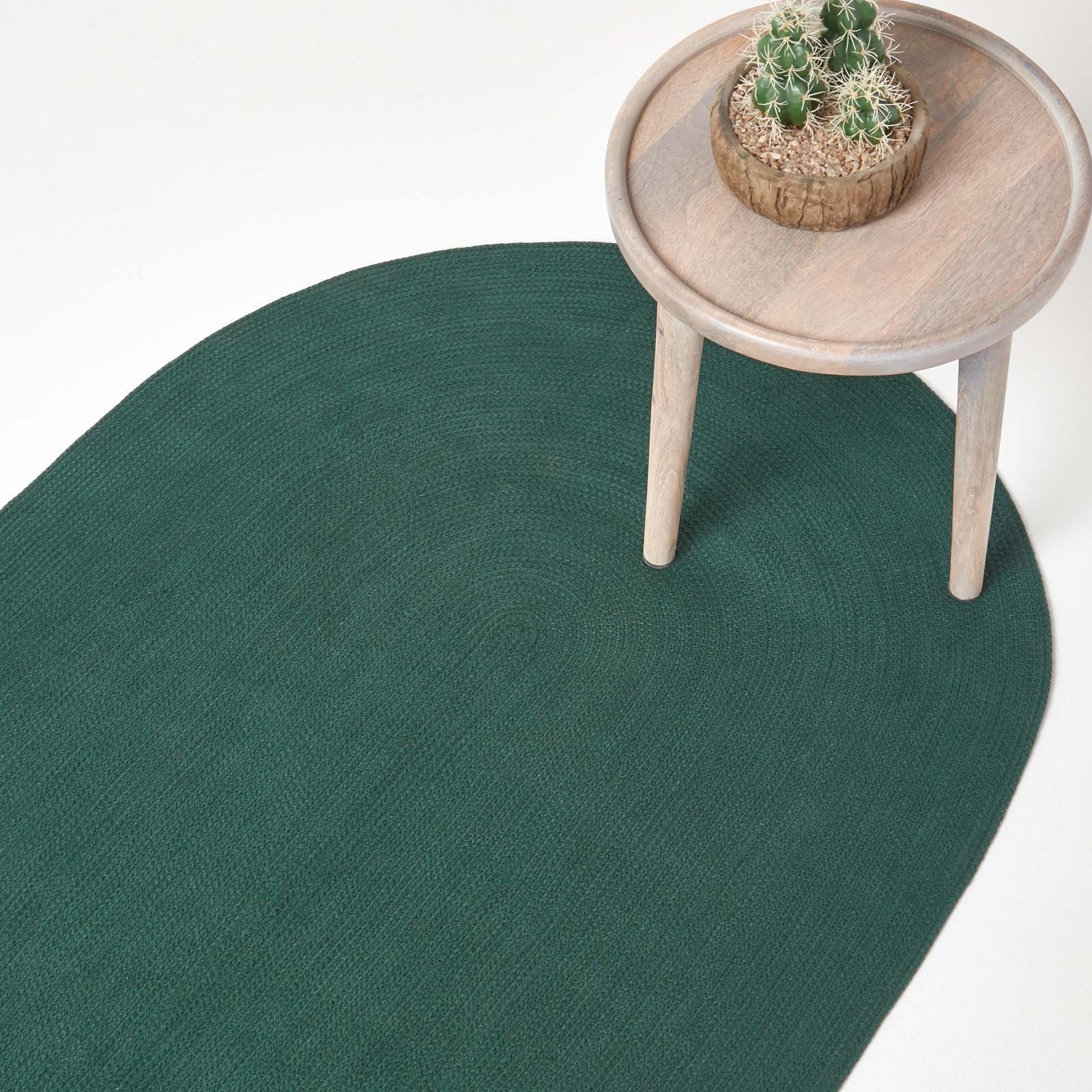 Homescapes Handmade Woven Braided Oval Rug – 50 x 80 cm – Forest Green