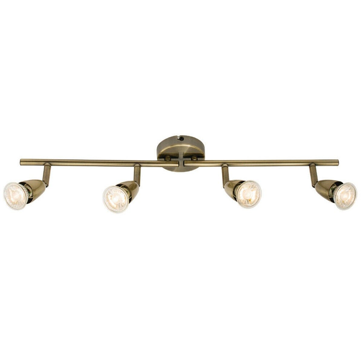 Loops Direct Amalfi Adjustable Ceiling Spotlight Quad GU10 - Antique Brass