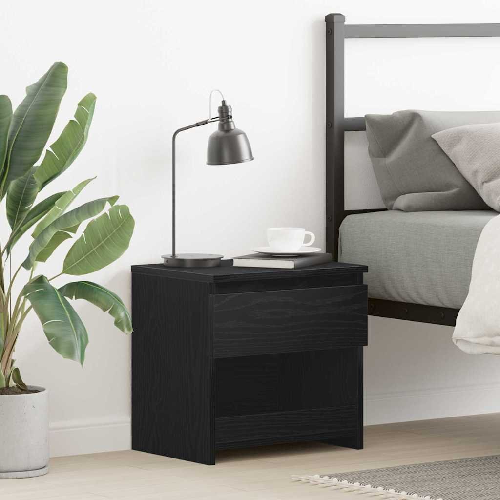 Walplus 1 Drawer Engineered Wood Bedside Cabinet - Dark Oak - 40 x 30 x 39 cm