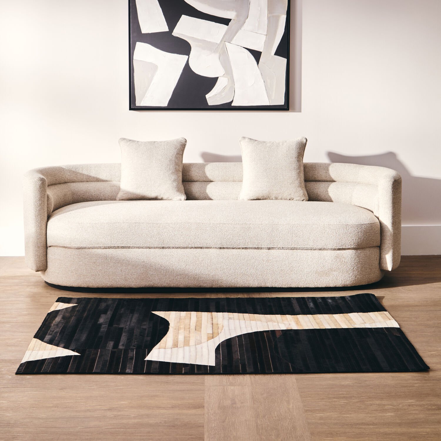 Orsina Black and Natural Bosie Safira Abstract Rug - 120 x 170cm