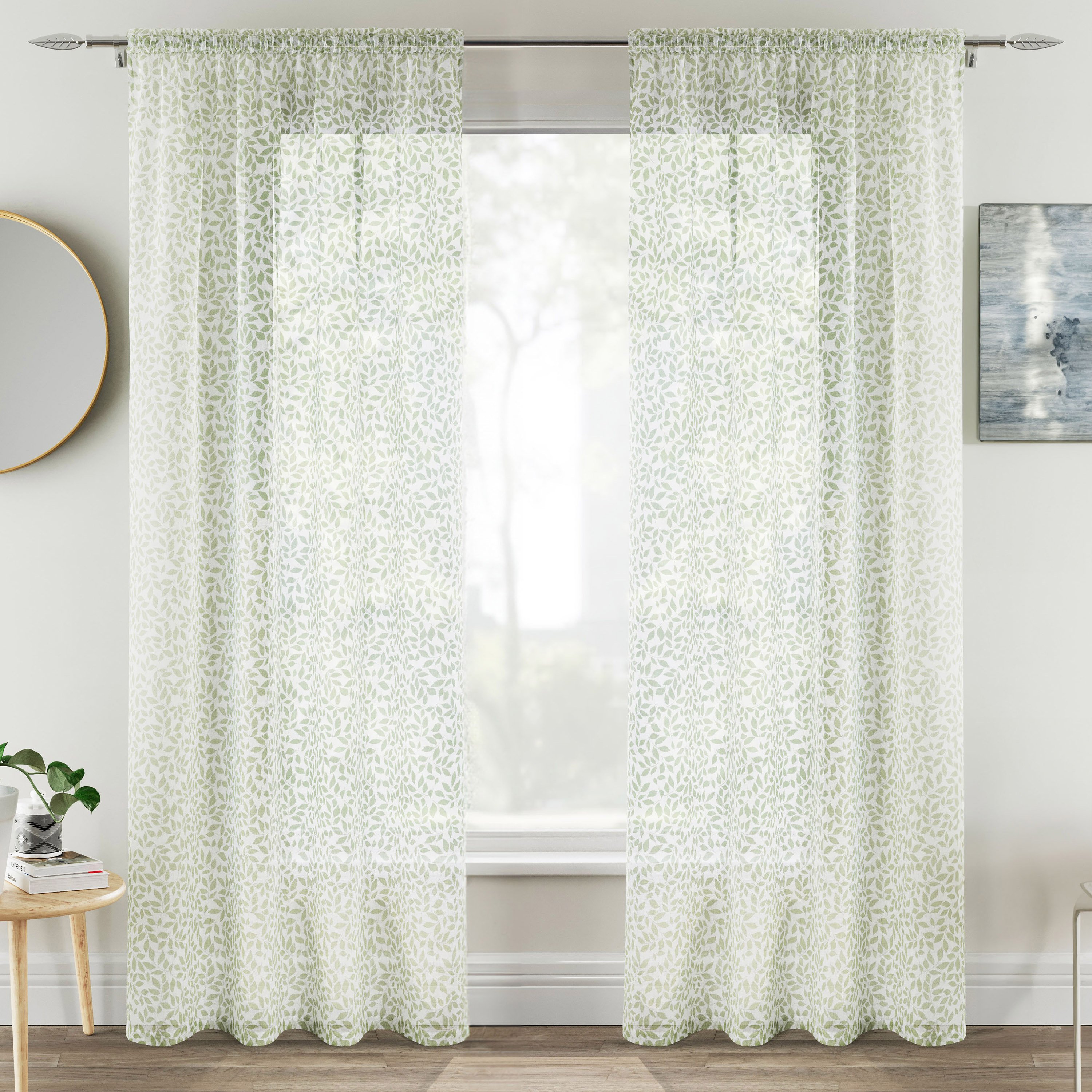 Tyrone Textiles Willow Rod Pocket Voile Panels - 140 x 137cm - Green
