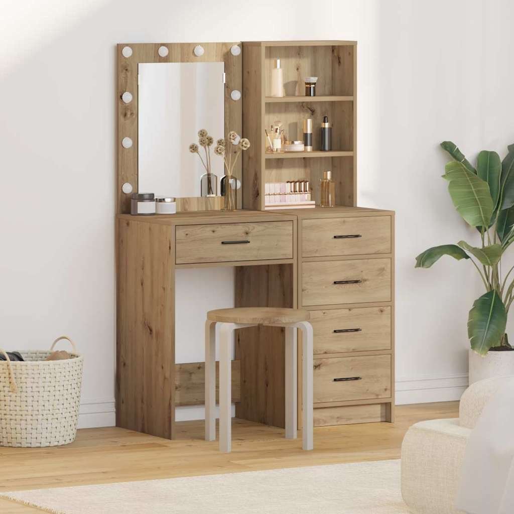 Walplus 2 Piece Engineered Wood Dressing Table - Brown - 50 x 41 x 135 cm