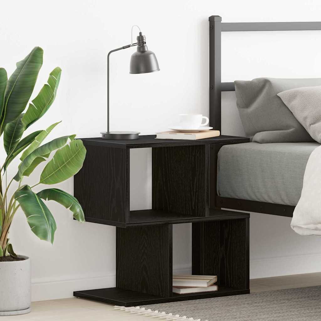 Walplus Engineered Wood Bedside Cabinet - Black Oak - 50 x 30 x 51.5 cm