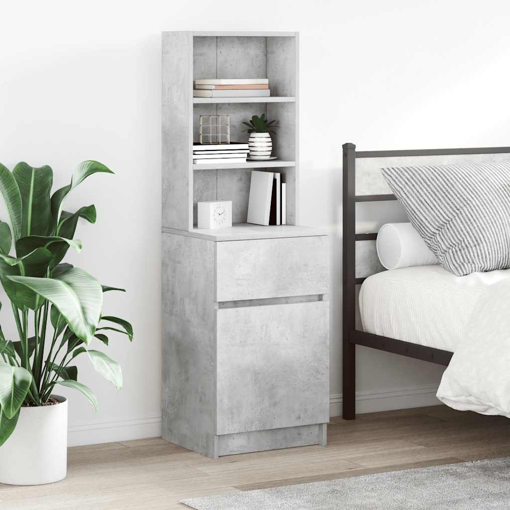 Walplus Engineered Wood Bedside Cabinet - Stone Grey - 39 x 35 x 125 cm