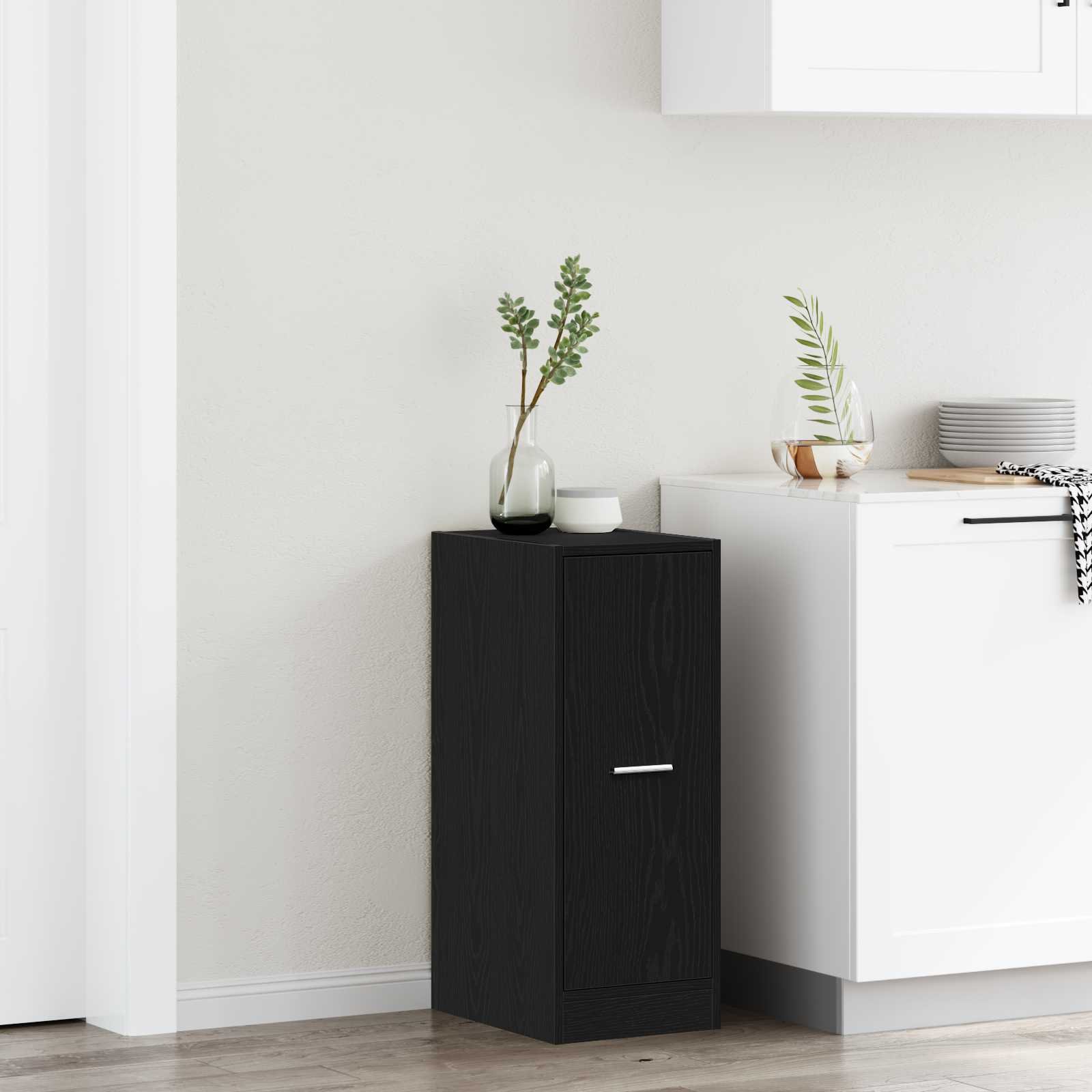 Walplus Engineered Wood 2 Drawer Cabinet - Black Ash - 30 x 41 x 77 cm