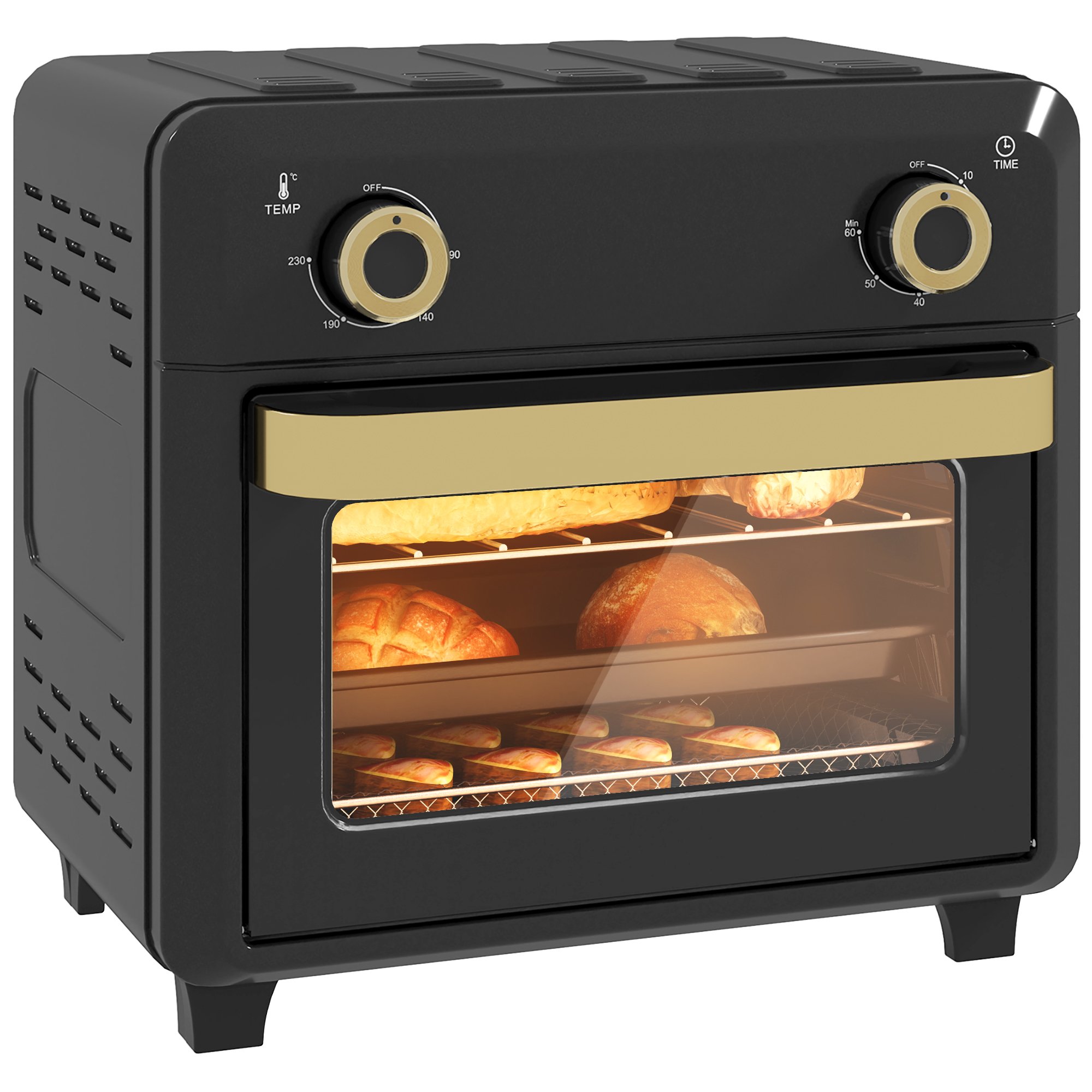 HOMCOM 10L Air Fryer Oven with Adjustable Temperature and Timer - Black