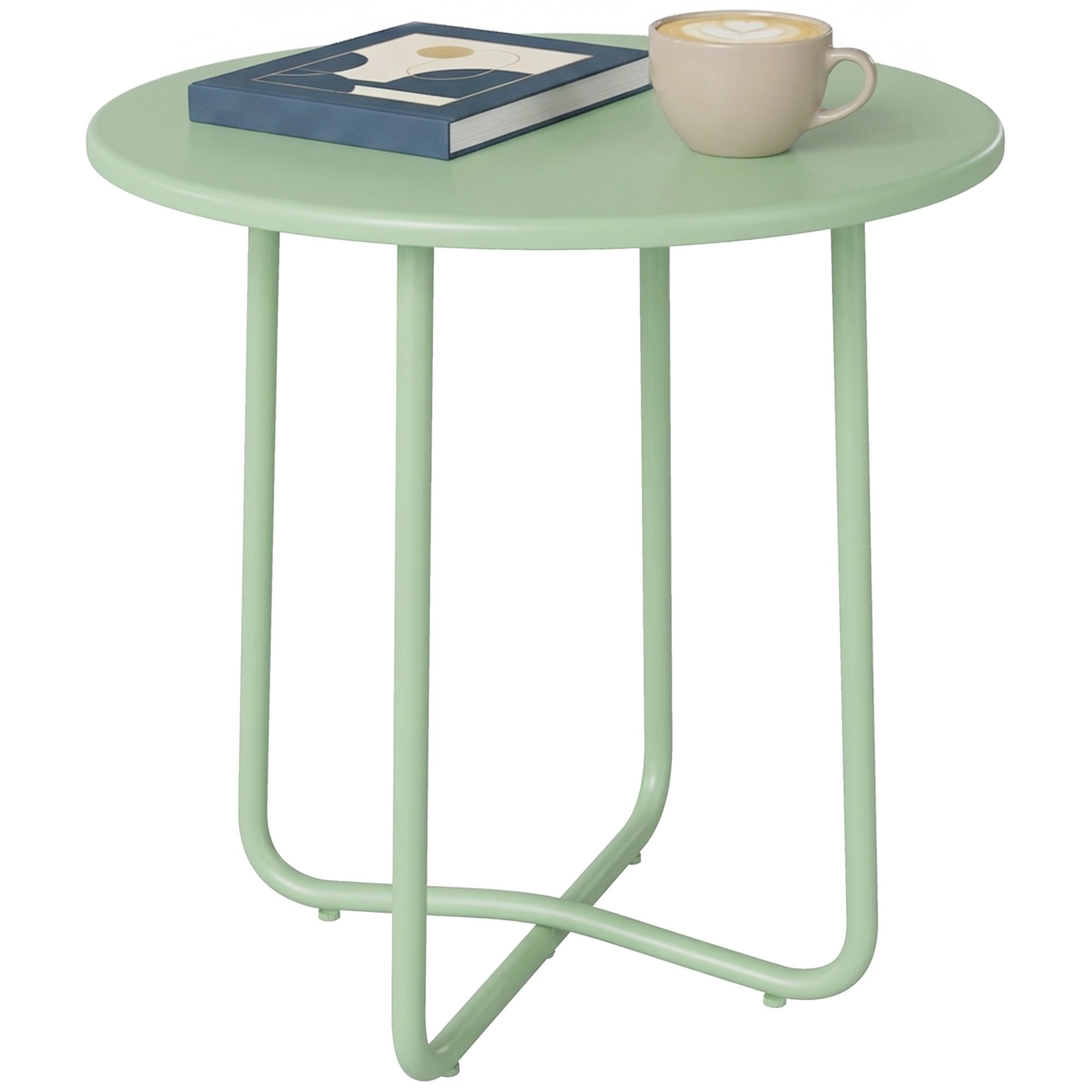 Outsunny Round Metal Garden Side Table – Green