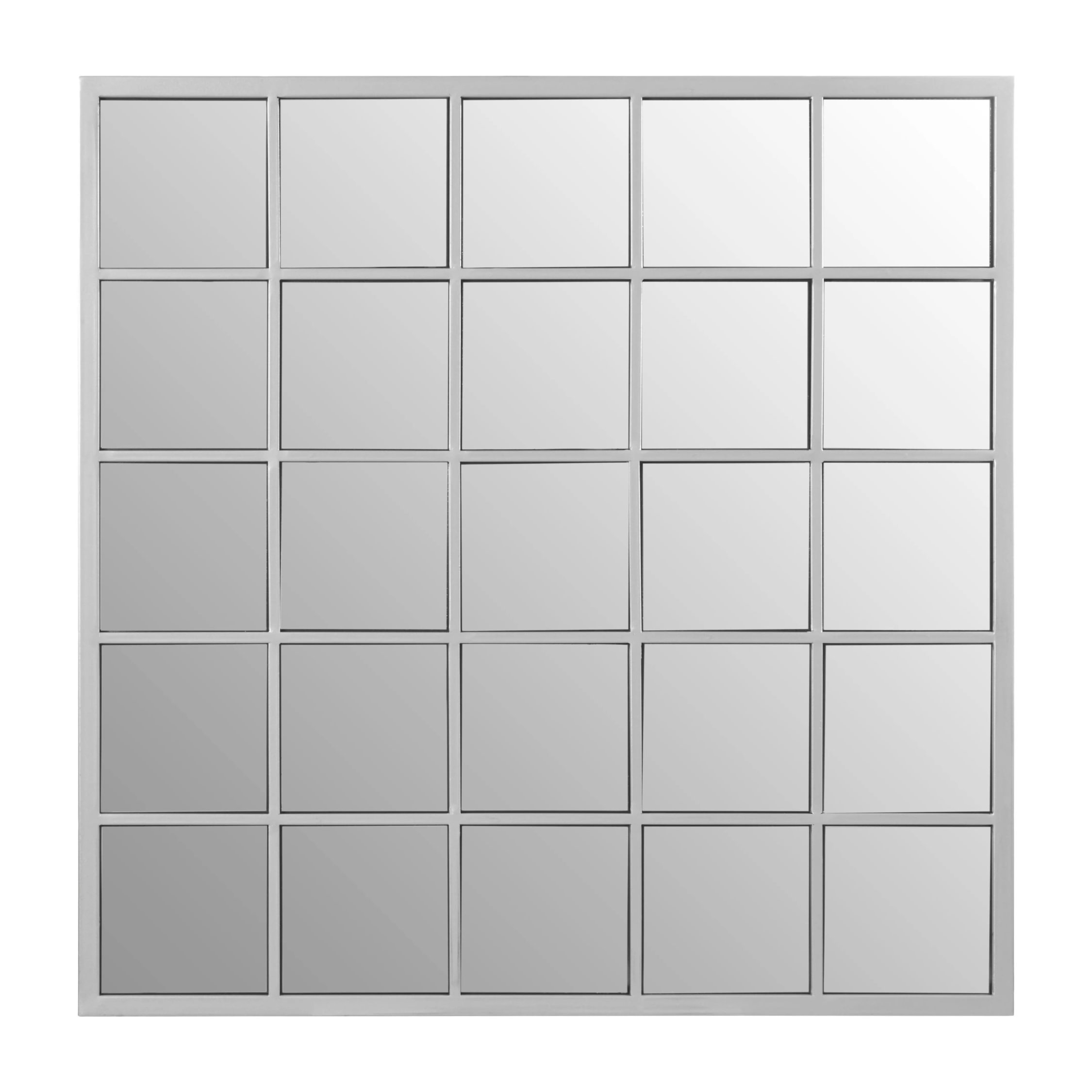 Orsina Descartes Grid Frame Wall Mirror – Silver