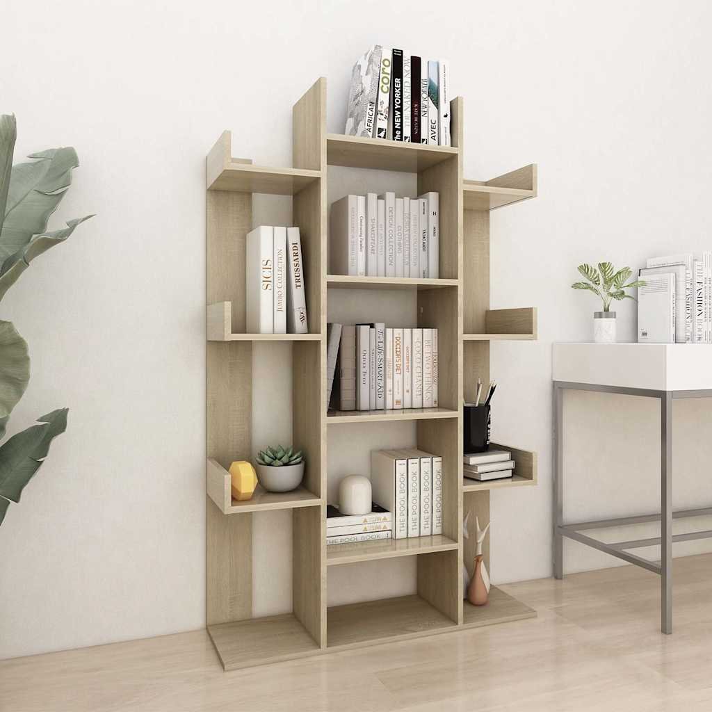 Walplus Engineered Wood Book Cabinet - Light Oak - 86 x 25.5 x 140 cm