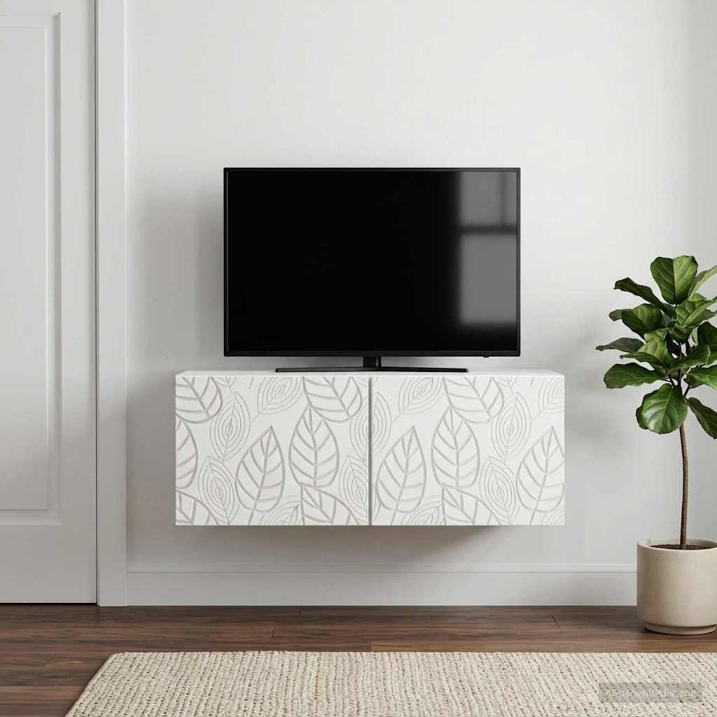 Walplus 2 Door Wall Mounted TV Cabinet Wall-Mounted - White - 59.5 x 41 x 30 cm