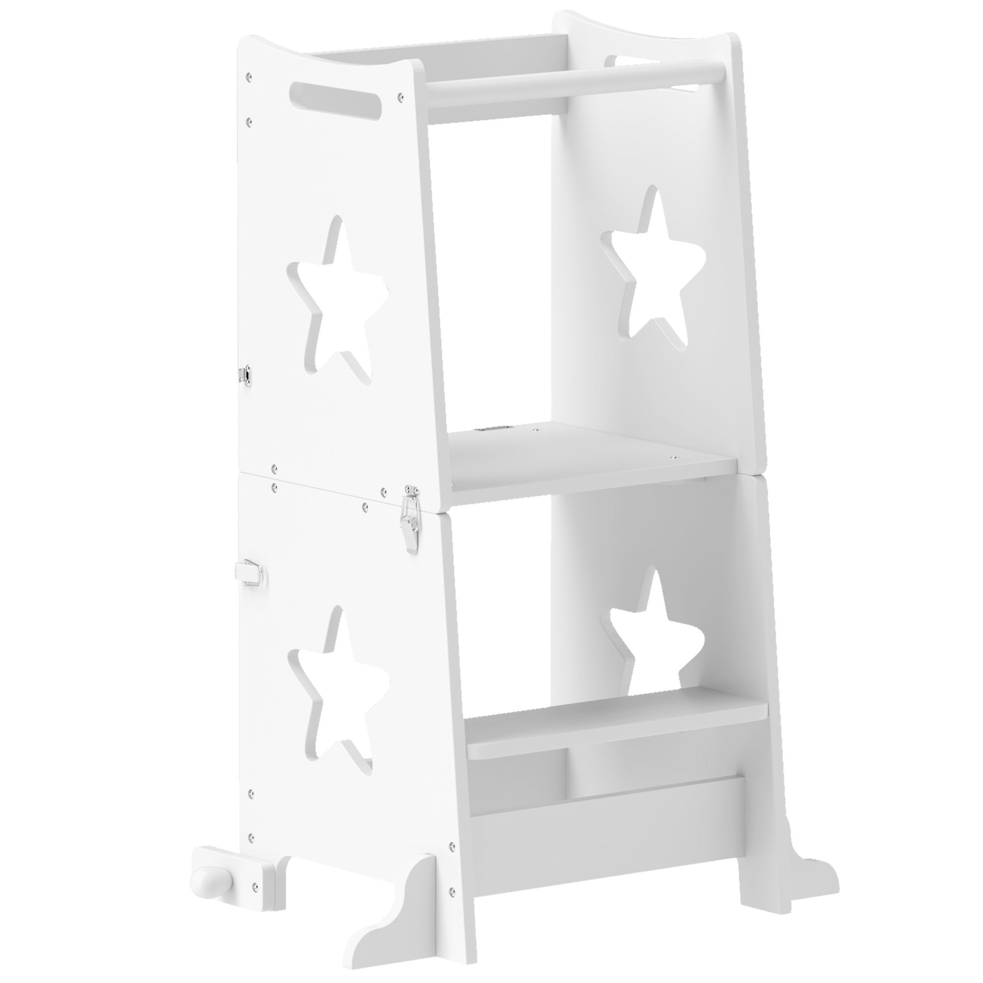 AIYAPLAY 2 in 1 MDF and Pine Safety Rail Toddler Step Stool – White