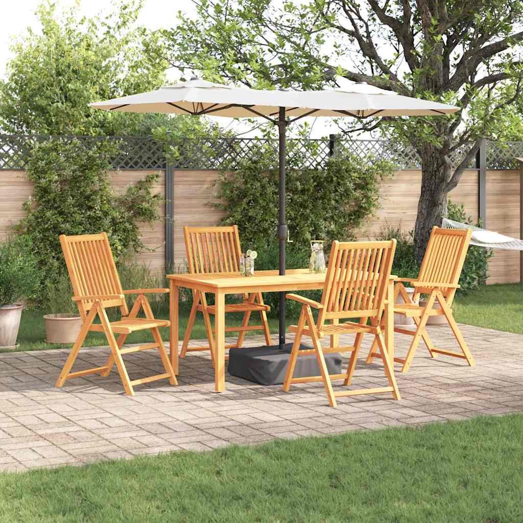 Walplus 5 Piece Acacia Wood Folding Garden Dining Set - Brown - 150 x 90 x 75 cm