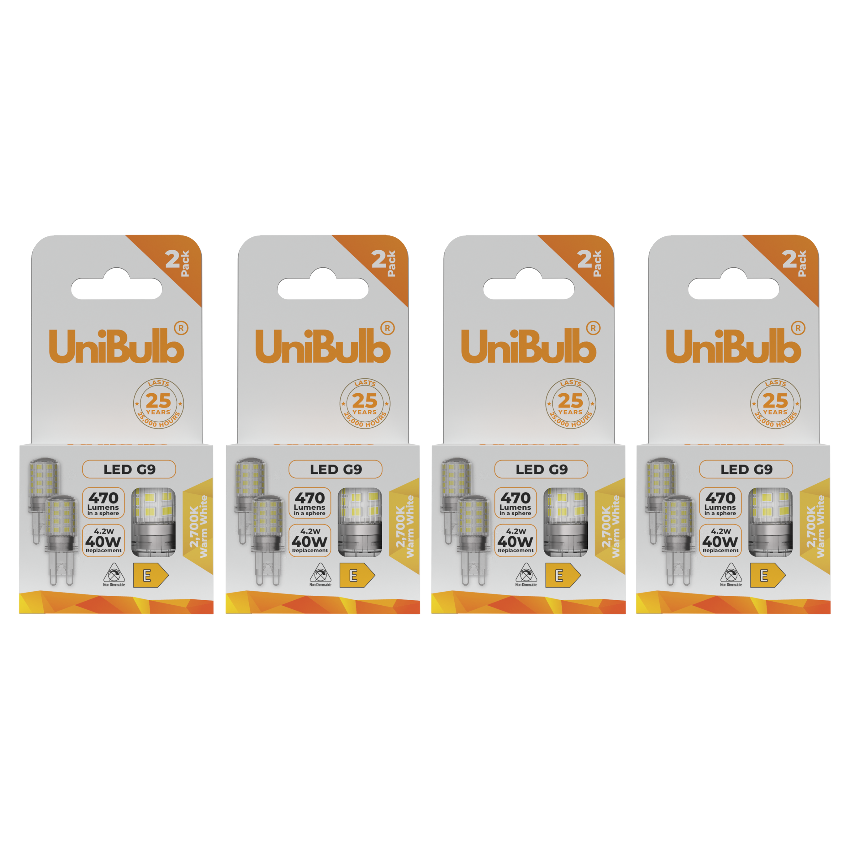 UniBulb 4.2W LED Warm White Capsule G9 Light Bulb - Pack of 8