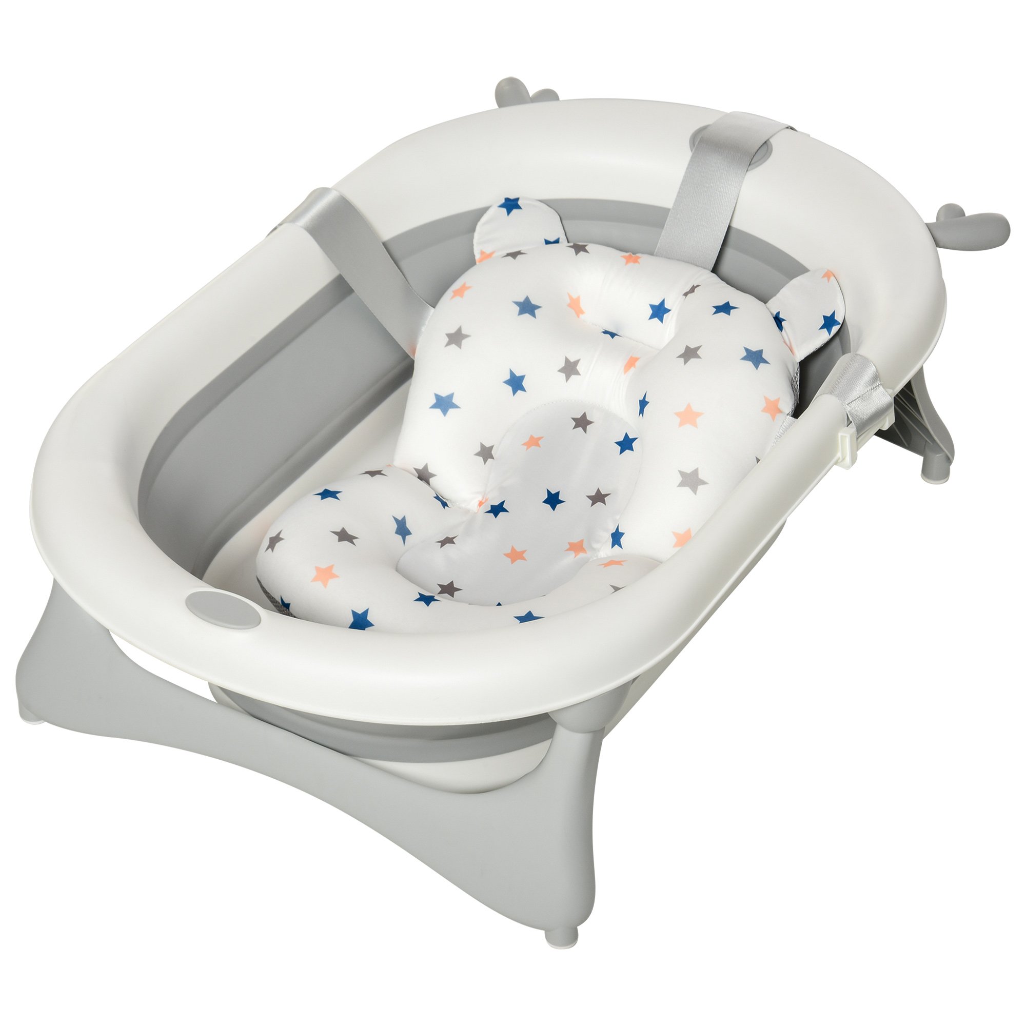 HOMCOM Foldable Newborn to 3 Years Baby Bathtub – Grey