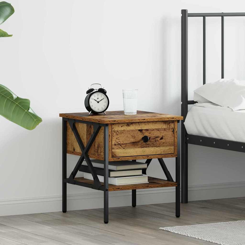 Walplus Engineered Wood Bedside Cabinet - Dark Wood - 40 x 42 x 45 cm