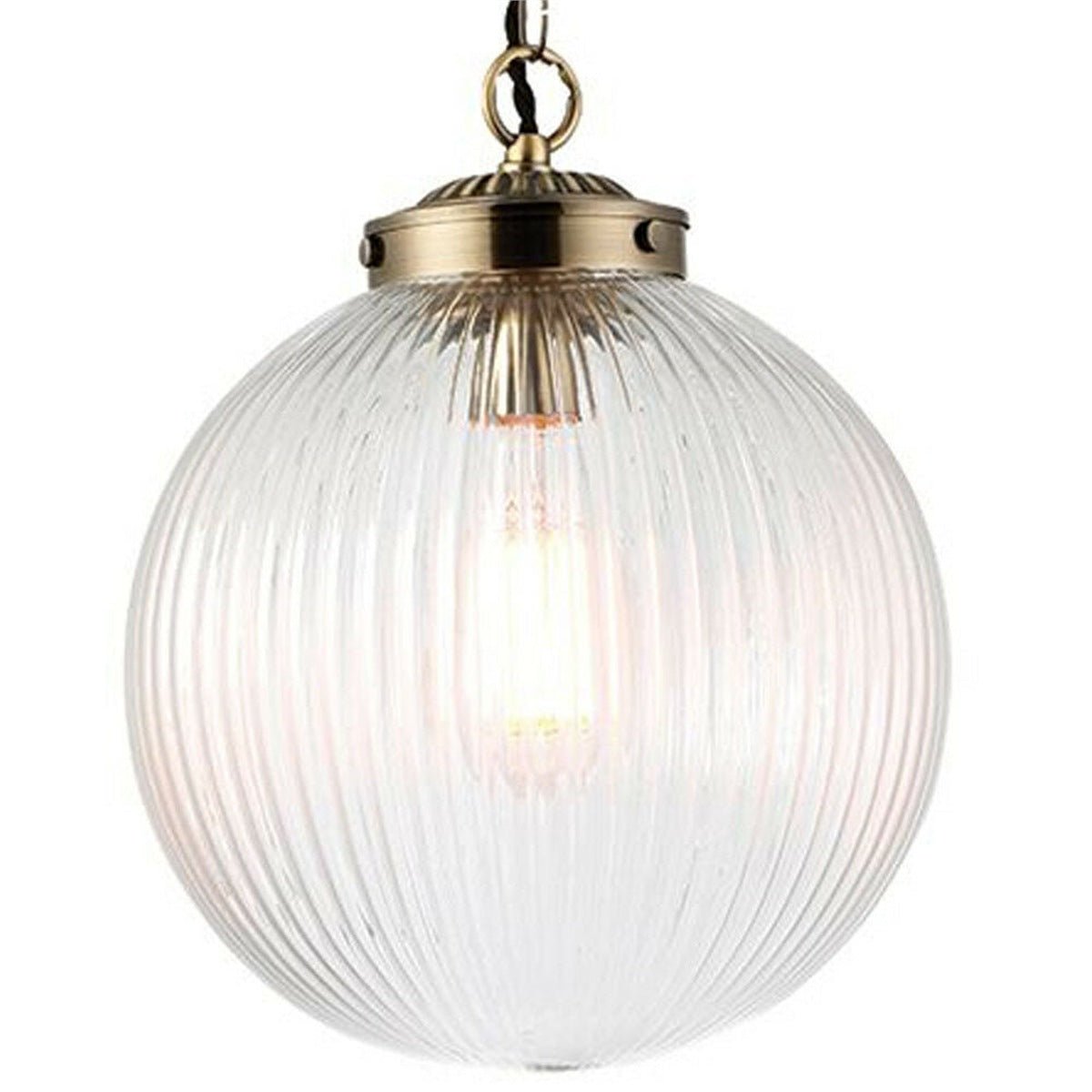 Loops Direct Glass and Ceiling Pendant - Opal Ribbed Glass and Antique Brass