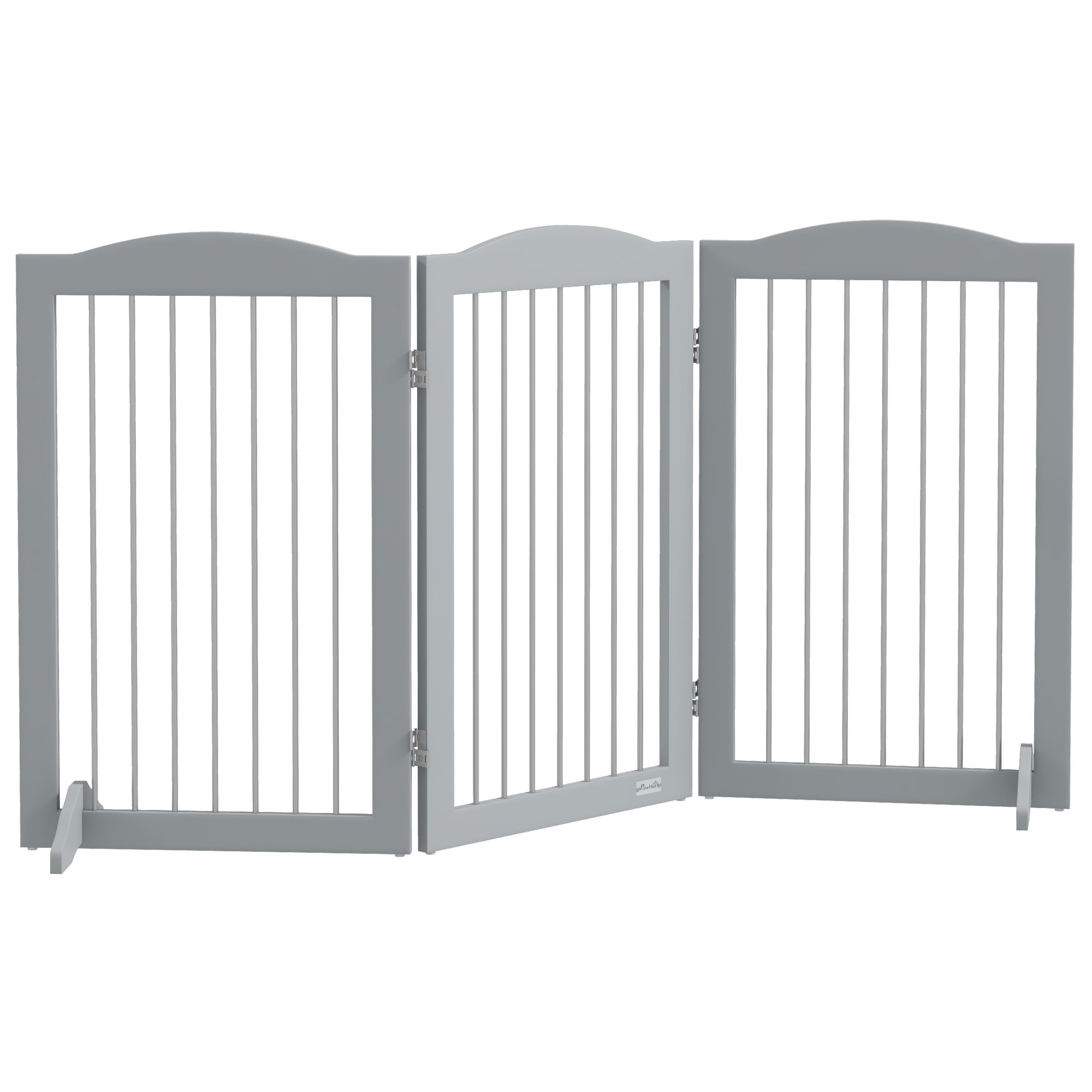 PawHut 3-Panel MDF & Steel Foldable Freestanding Dog Gate - Grey