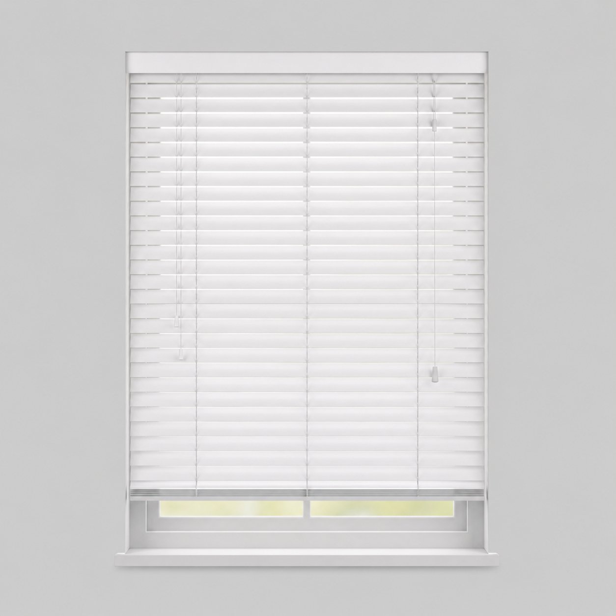 New Edge Blinds White Gloss Faux Wood String Venetian Blind - 150cm x 120cm