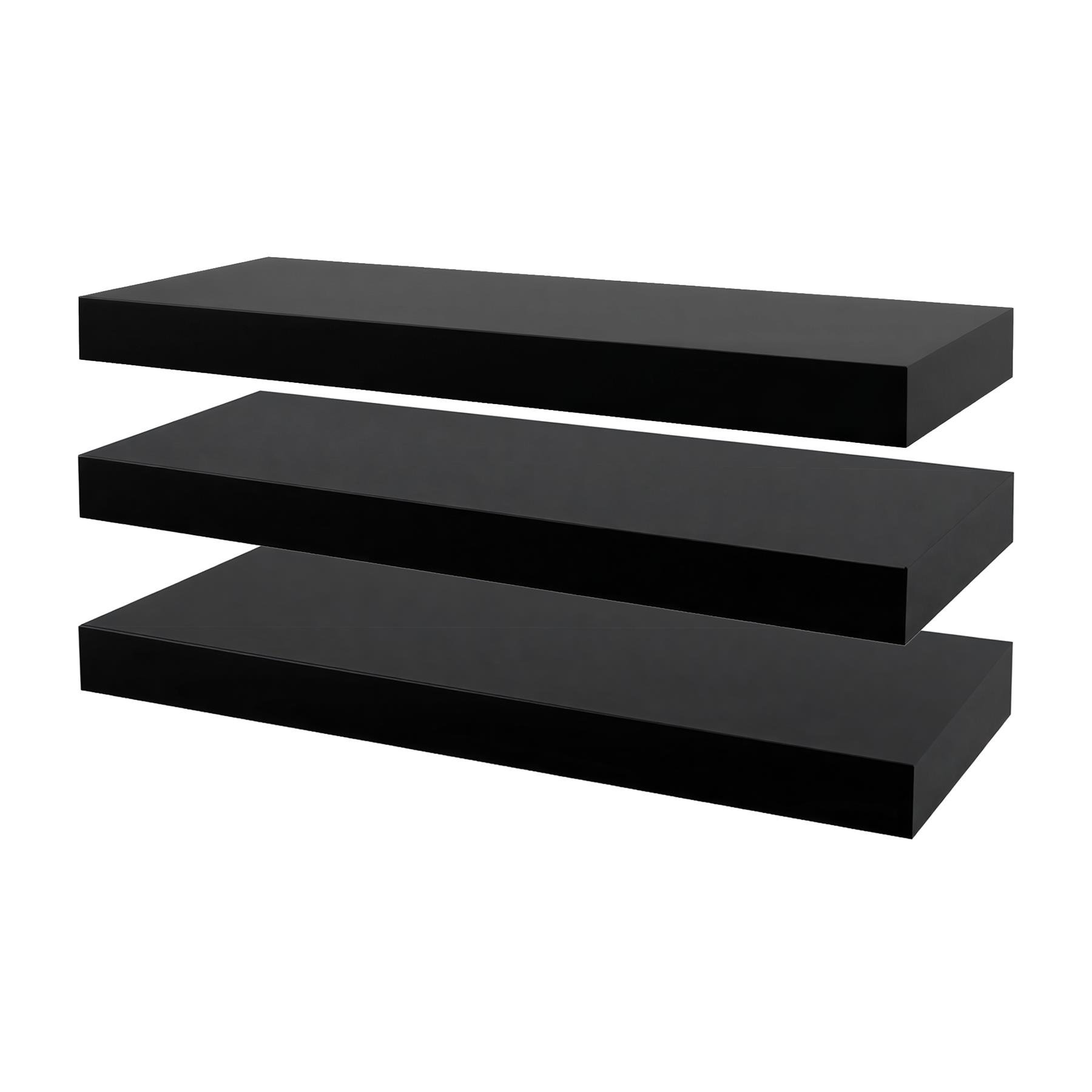 Harbour Housewares 40cm Wooden Floating Shelves Pack of 3 - Black